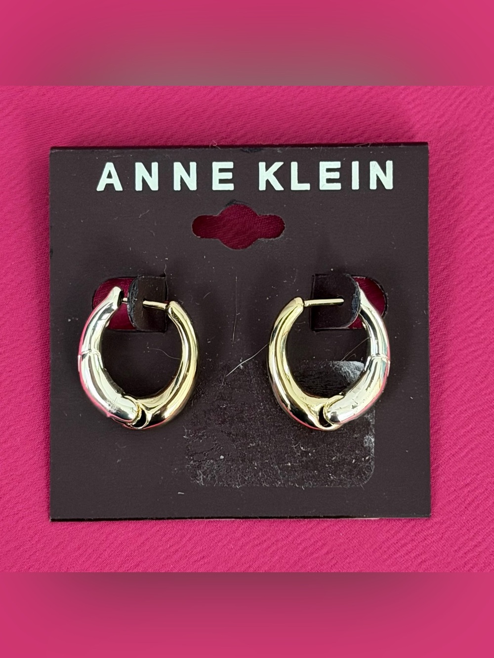 Anne Klein Silver-Tone Small Chunky Backless Hoop Earrings   NWT
